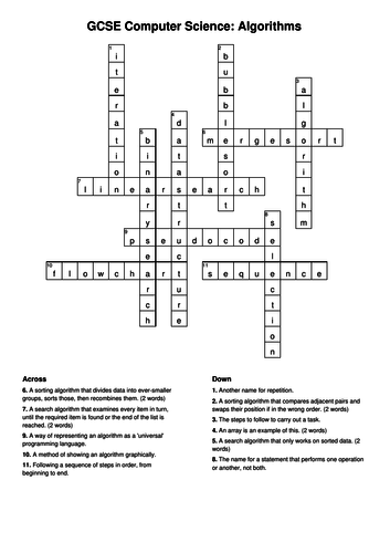 Gcse Computer Science Crosswords 13 Topics Teaching Resources