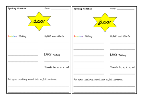 year 2 common exception word spelling practise teaching