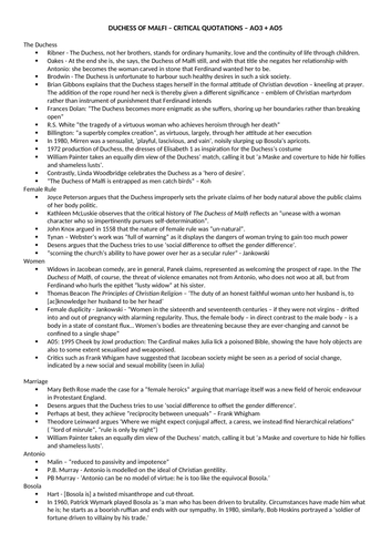 A2 English - Paradise Lost and Duchess of Malfi comparison | Teaching
