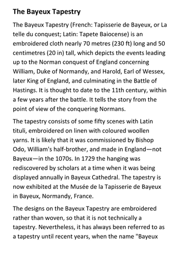 The Bayeux Tapestry Handout