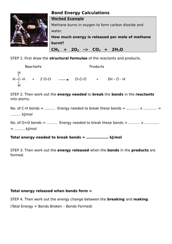 Bond Energy Calculations | Teaching Resources