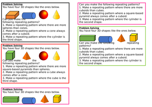 Make Patterns with 3D Shapes, Spring Block 3, Year 2