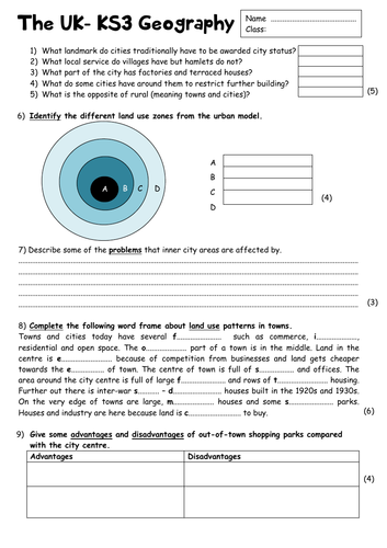 uk geography ks3 test teaching resources