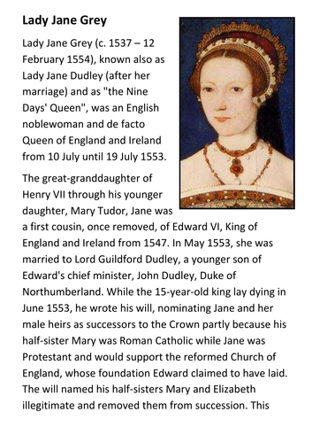 Lady Jane Grey Handout