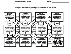 Simple Interest Game: Math Maze | Teaching Resources