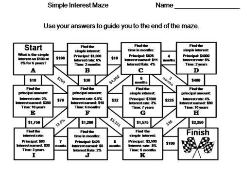 Simple Interest Game: Math Maze