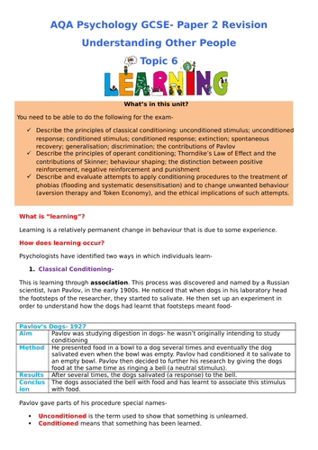 GCSE Psychology Revision 2 | Teaching Resources