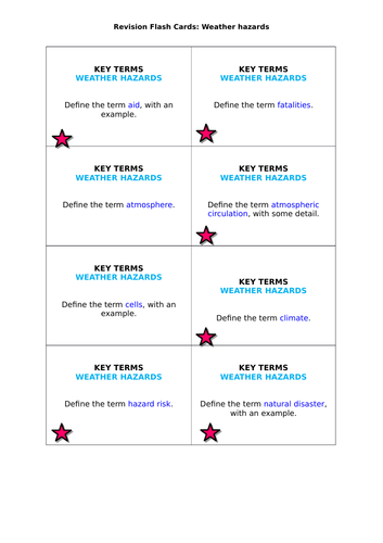 AQA GCSE Geography (2016) Weather Hazards revision flashcards