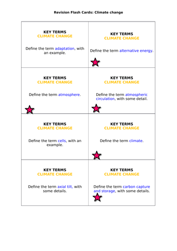 AQA GCSE Geography (2016) Climate Change  revision flashcards