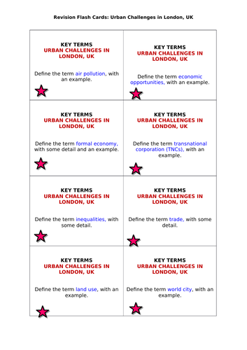 AQA GCSE Geography (2016) Urban Challenges in UK revision flashcards