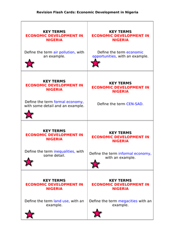 AQA GCSE Geography (2016) Economic Development in Nigeria revision flashcards