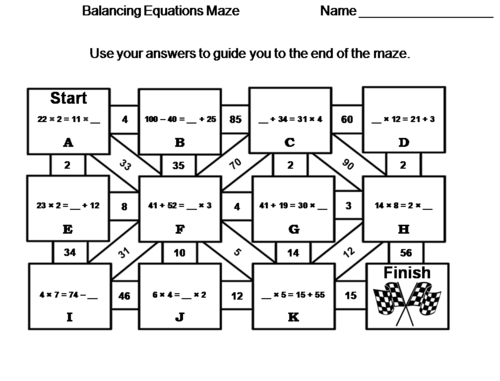 Balancing Equations Game: Math Maze