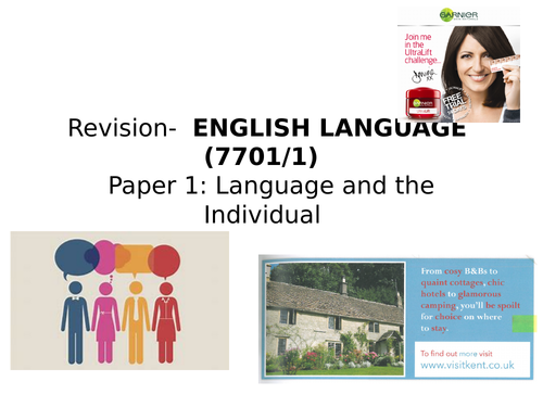 ENGLISH LANGUAGE A Level (7701/1) Textual Representations.