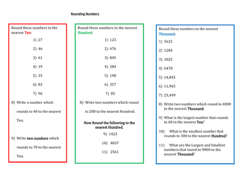 A Worksheet on Rounding Numbers (1) | Teaching Resources