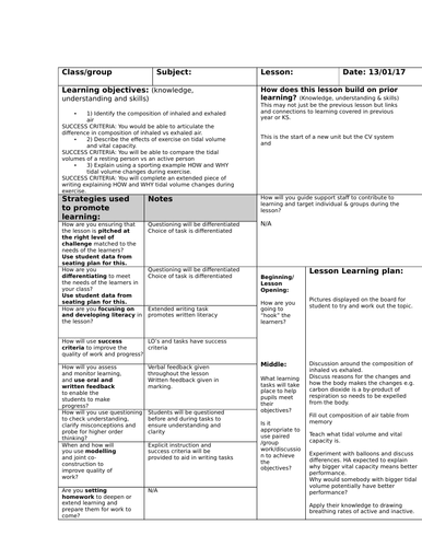 GCSE PE- breathing volumes | Teaching Resources