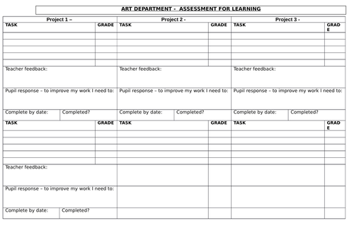 ART & DESIGN ASSESSMENT FOR LEARNING PROJECT TRACKER