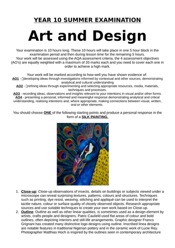 ART & DESIGN KS4 EXAM – Internal end of year | Teaching Resources
