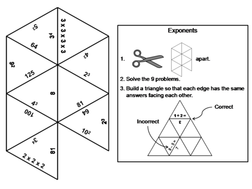 Exponents: Math Tarsia Puzzle