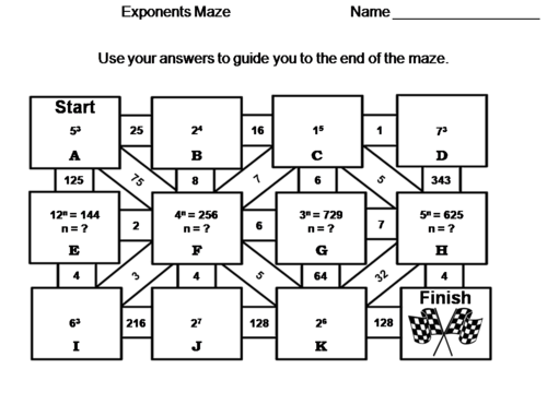 Exponents: Math Maze