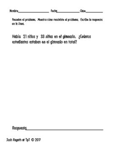 Differentiated Spanish Cgi Word Problems | Teaching Resources