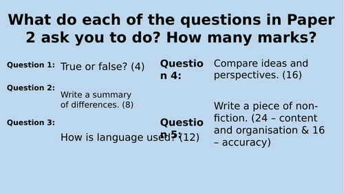 AQA Paper 2, Question 2 and Paper 2, Question 3 Lesson | Teaching Resources