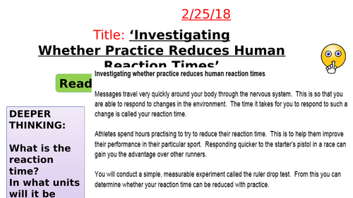 AQA new specification-REQUIRED PRACTICAL 7-Reaction time-B10