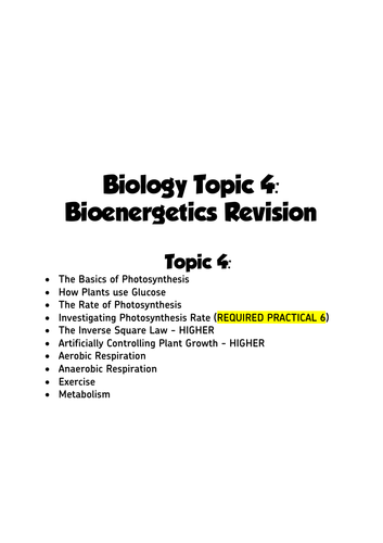 AQA GCSE Biology - Revision sheets | Teaching Resources