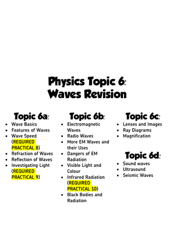 AQA GCSE Physics - Revision Sheets | Teaching Resources