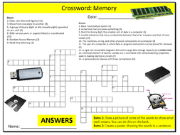 computer memory crossword puzzle sheet ict computing starter activity