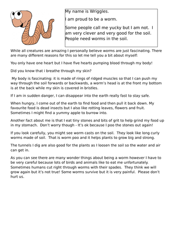 Y3 Diary Of A Worm Modelled Text Teaching Resources 8172