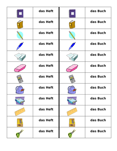 Schulsachen (School Supplies in German) Dominoes | Teaching Resources