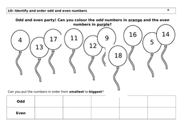 Year 1 Odd and Even worksheet | Teaching Resources