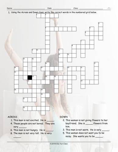 Antonyms Crossword Puzzle Teaching Resources