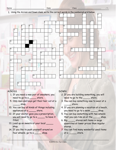Stores Shops Crossword Puzzle Teaching Resources