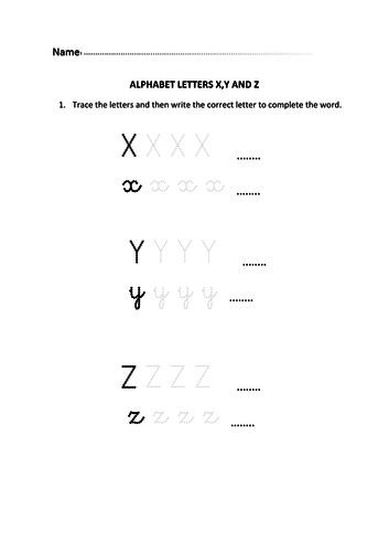 Learning and Writing Letters X,Y and Z for Year 1 Students | Teaching