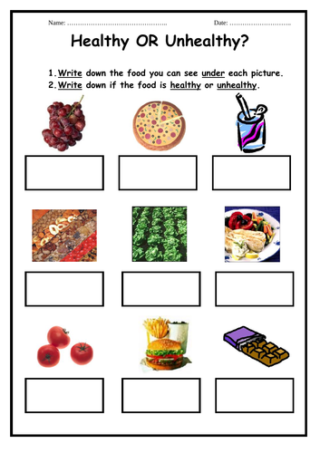Healthy or Unhealthy Foods - 2 worksheets