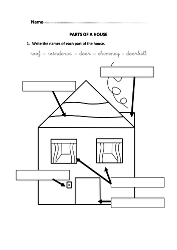 parts of a house for year 1 students teaching resources