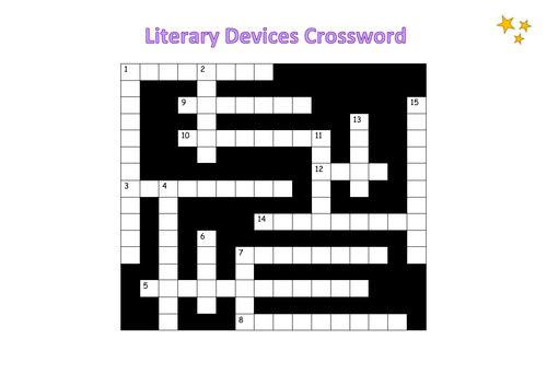 Literary Devices Crossword Teaching Resources