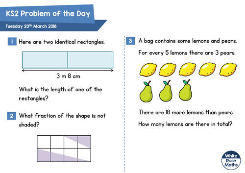 White Rose Maths - KS2 - Problems of the Day 2018 | Teaching Resources