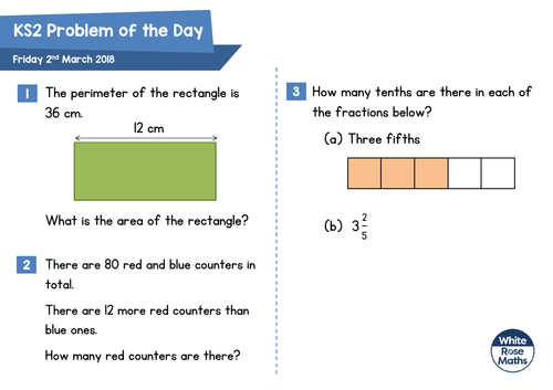 White Rose Maths - Ks2 - Problems Of The Day 2018 | Teaching Resources