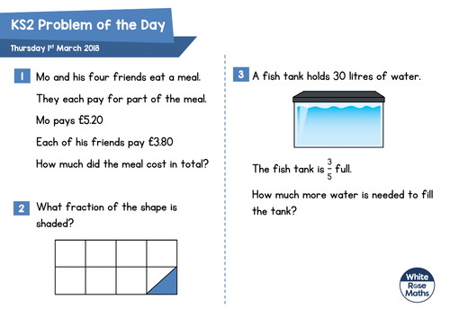 White Rose Maths - Ks2 - Problems Of The Day 2018 | Teaching Resources