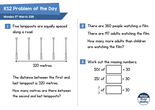 White Rose Maths - Ks2 - Problems Of The Day 2018 | Teaching Resources