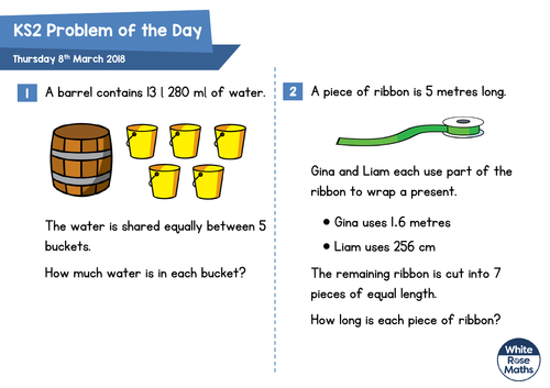 White Rose Maths - Ks2 - Problems Of The Day 2018 | Teaching Resources