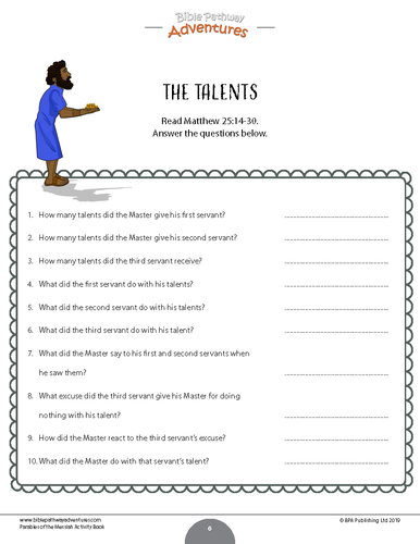 Parable of the Talents workbook FREEBIE | Teaching Resources