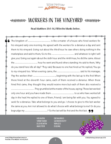 Bible Parable: Workers in the Vineyard | Teaching Resources