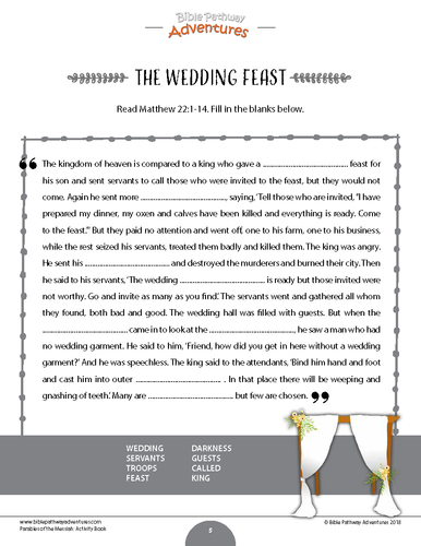 parable of the wedding feast coloring pages