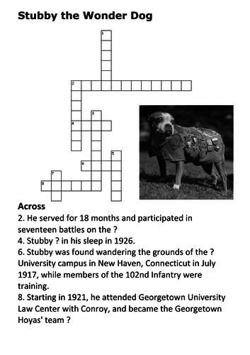 Sergeant Stubby Crossword