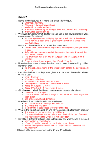 Beethoven Edexcel GCSE Music Revision Summary