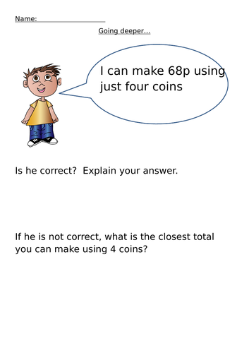Maths Year 1 Identifying, comparing and adding coins worksheets