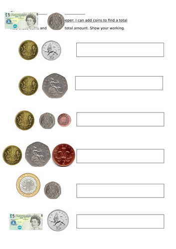 maths year 1 identifying comparing and adding coins worksheets teaching resources